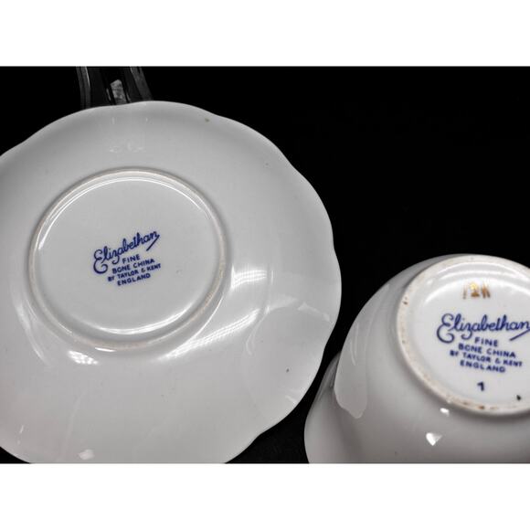 Vtg ELIZABETHAN Fine Bone China Taylor & Kent Teacup Cup Saucer England - Picture 7 of 16